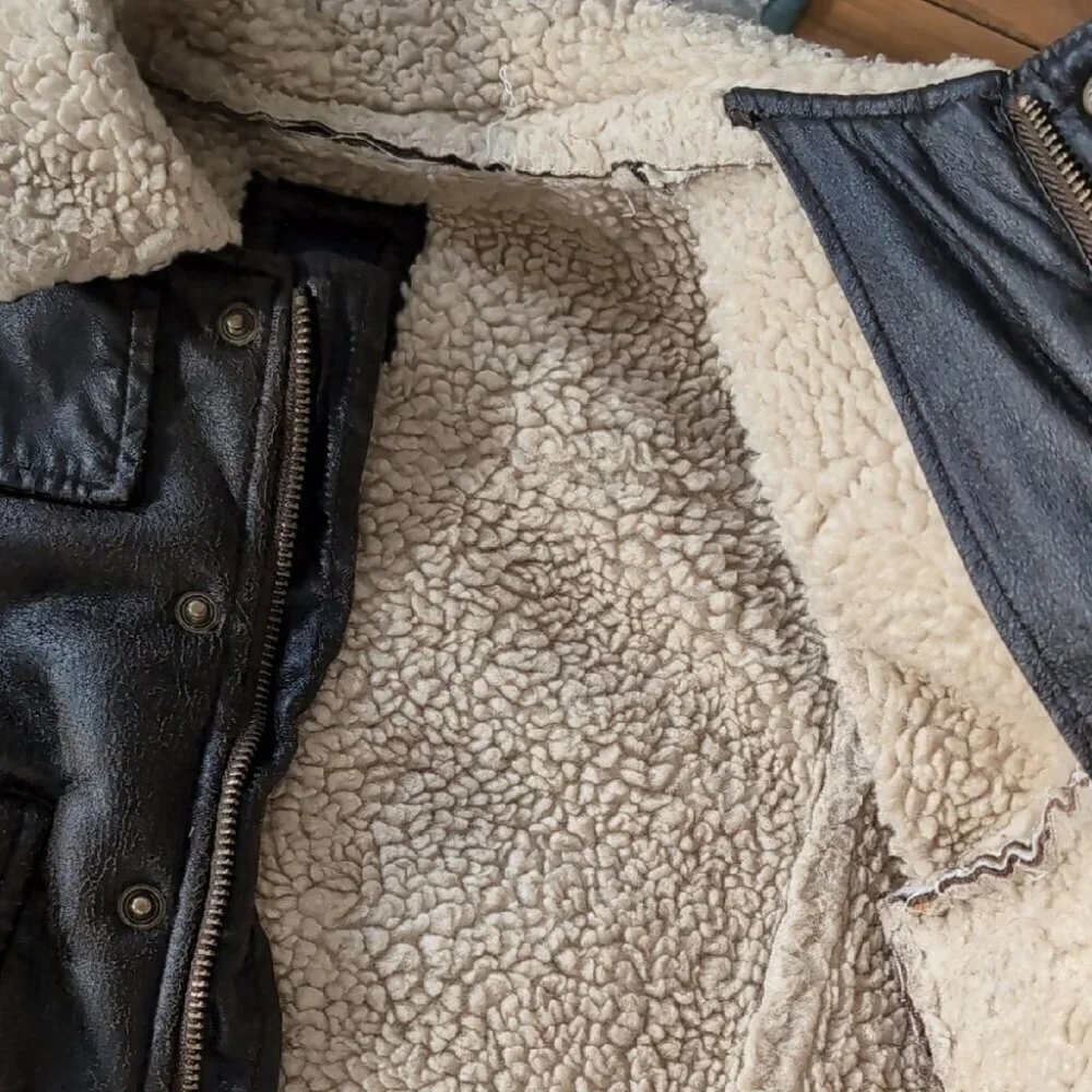 GAP Kids Brown aviator Jacket with Sherpa Collar
